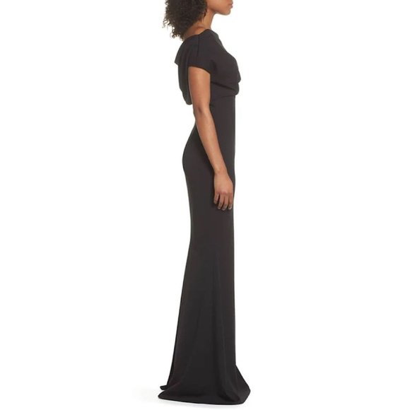 NWT Katie May Hannah Off The Shoulder Crepe Trumpet Gown Maxi Dress - Picture 2 of 11